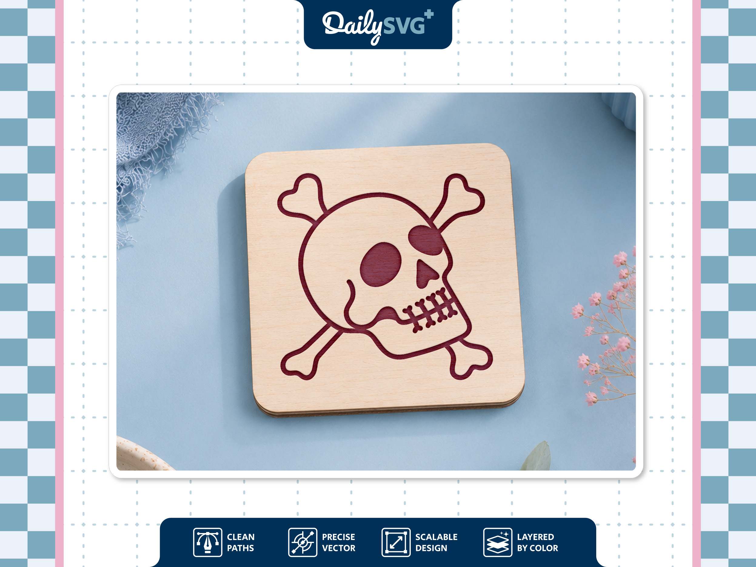 [Laser cut and engrave] Halloween Skull Coaster