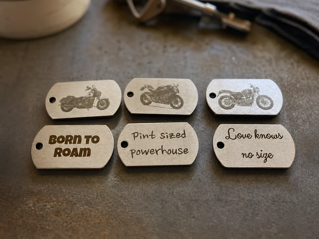 Motorcycle Themed Metal Dog Tag Pendants with Inspirational Quotes