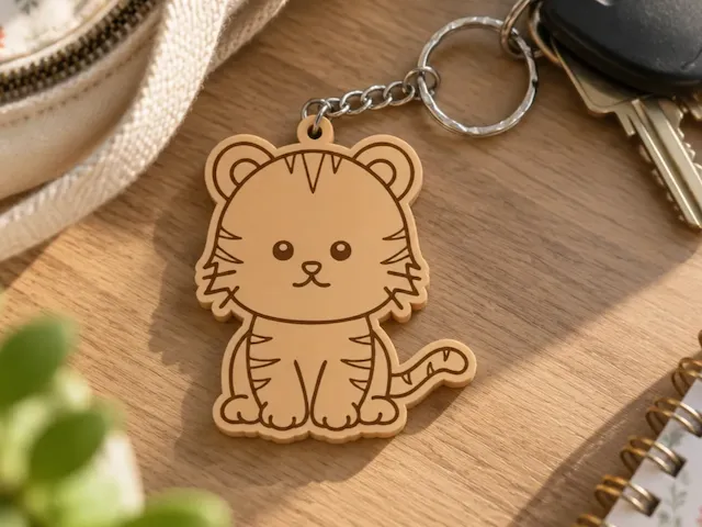 Cute Tiger Keychain with Cartoon Animal Motif