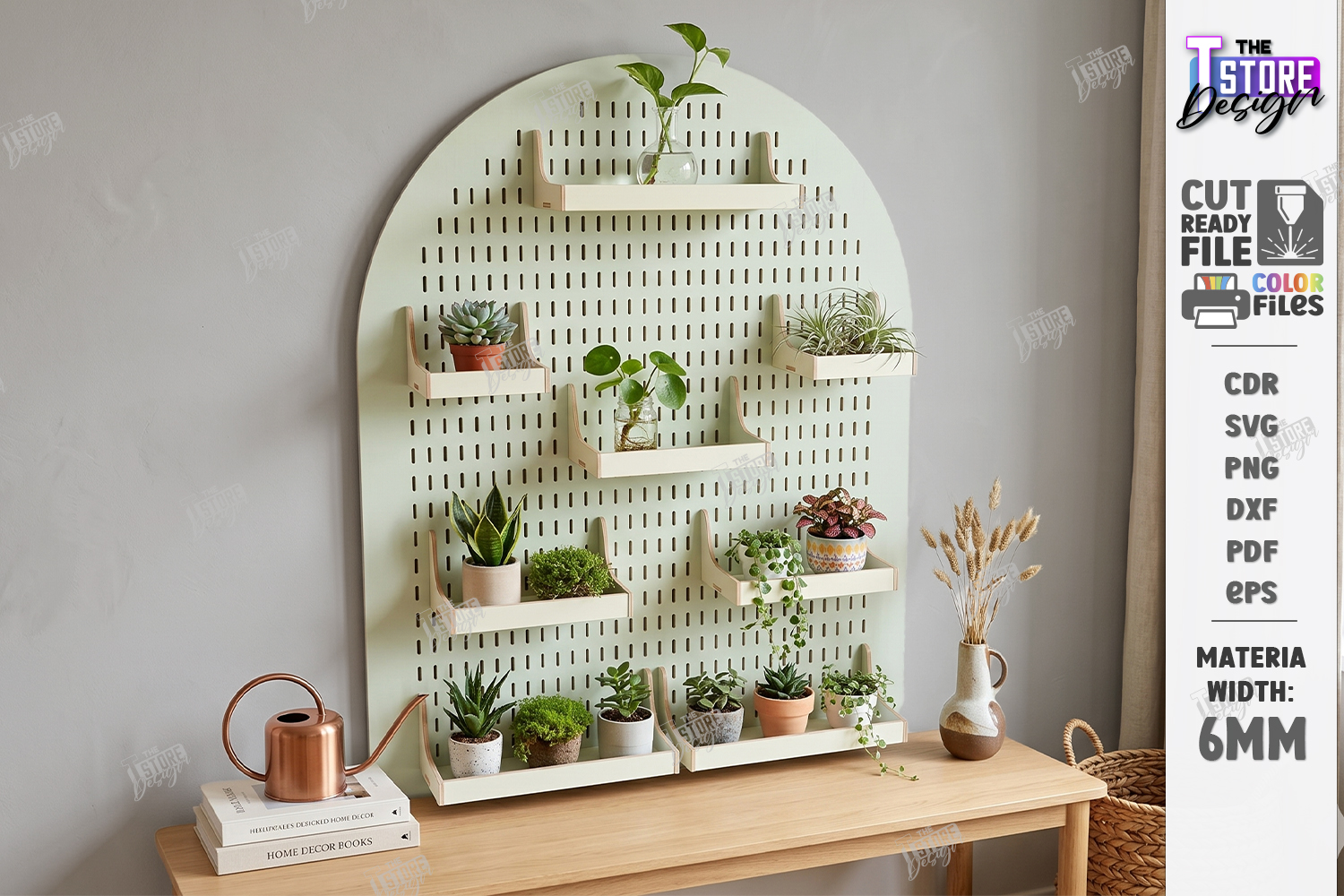 [Laser cut and engrave] Wall Mounted Pegboard Display Shelves for Indoor Plants and Home Organization Laser Cut Bundle