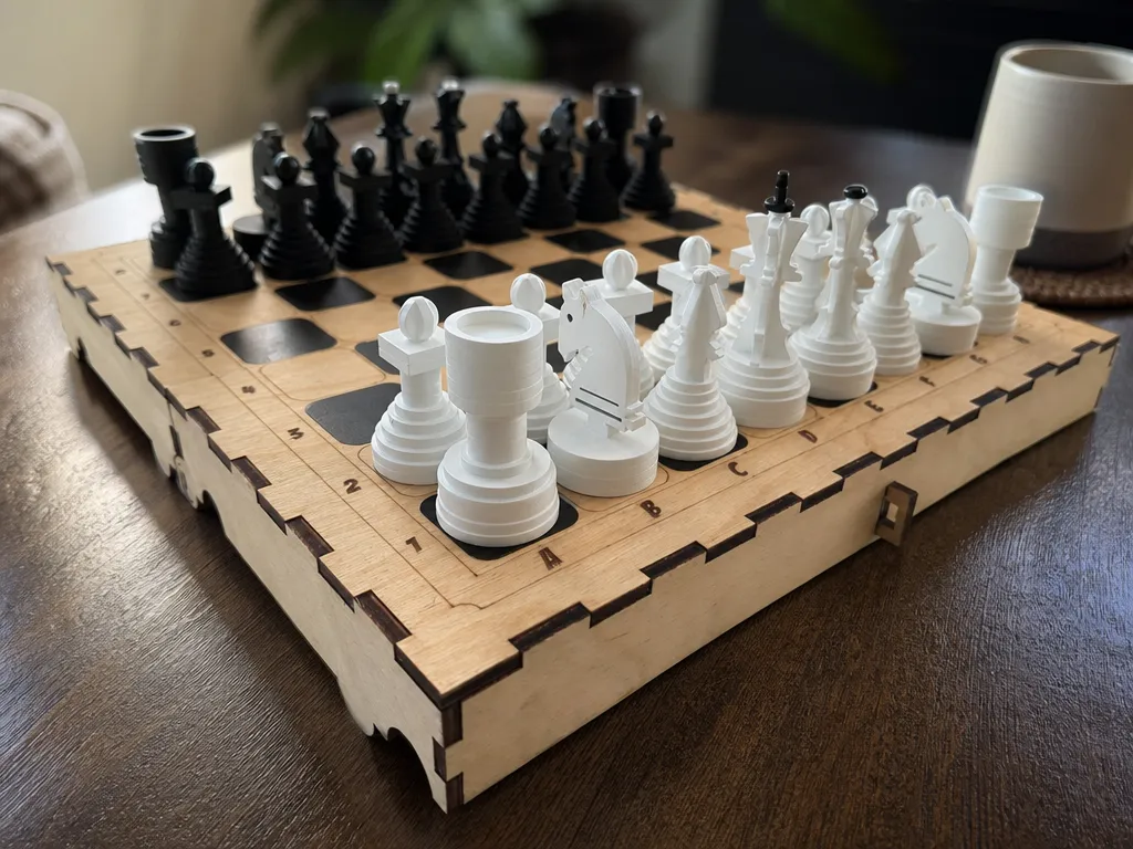 [Laser cut and engrave] Portable Chess Set