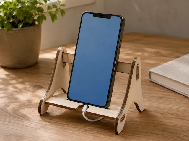 Support de téléphone en bois pour bureau
