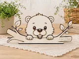 [Laser cut and engrave] ビーバーの形をした木製メガネスタンド