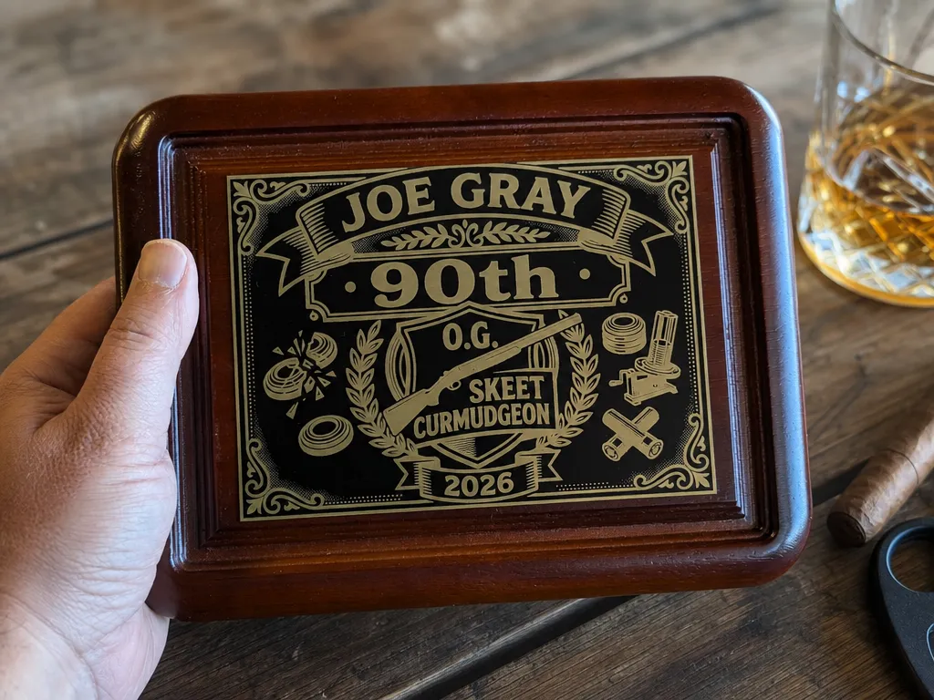 Personalized 90th Birthday Wooden Plaque for Skeet Shooting Enthusiast