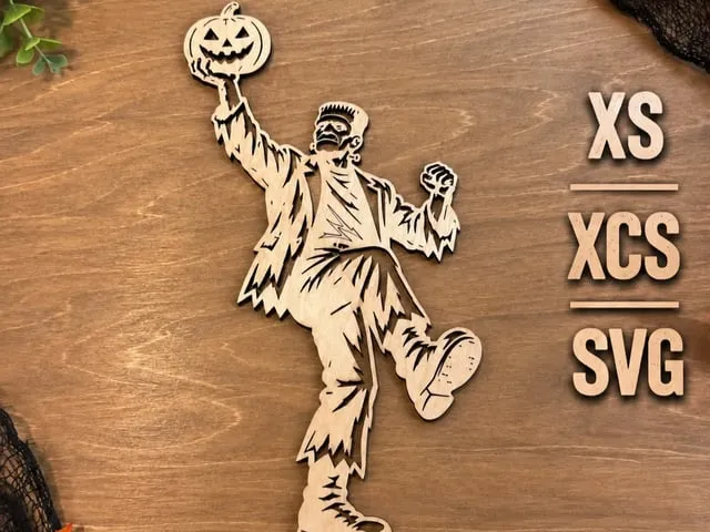 Frankenstein Monster Holding a Jack-o'-lantern Halloween Wall Hanging