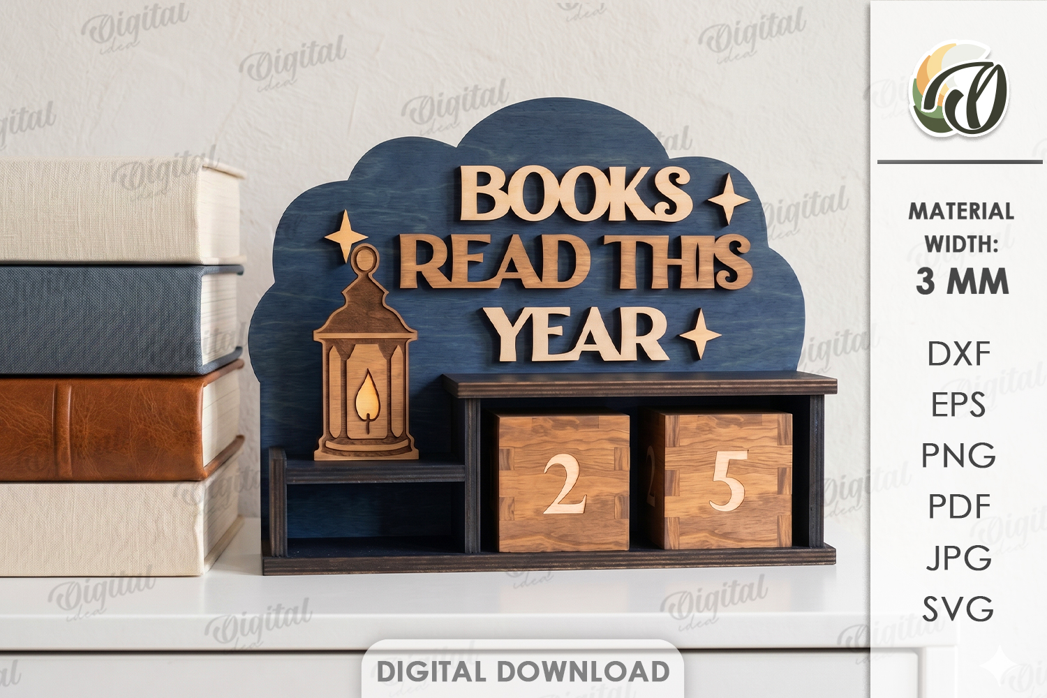 [Laser cut and engrave] 3D Books Read This Year Trackers Bundle. Reading Counter Shelf Decor Laser Cut Files. Book Tracker Display. Kids Room Decor. Book Lover