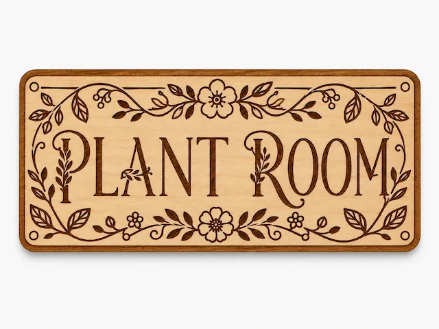 Flower Room Wooden Door Sign | Floral Garden Plaque | Laser Cut & Engraved Home Decor | Rustic Botanical Wall Art for Plant Lovers