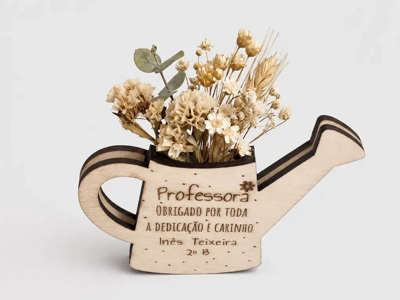 [Laser cut and engrave] Watering Can Shaped Flower Vase with Teacher Appreciation Message