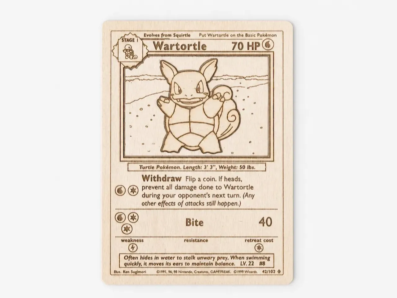 [Laser cut and engrave] Wartortle Pokemon Trading Card Wall Art