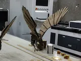 [Laser cut and engrave] Wooden Eagle Sculpture with Spread Wings