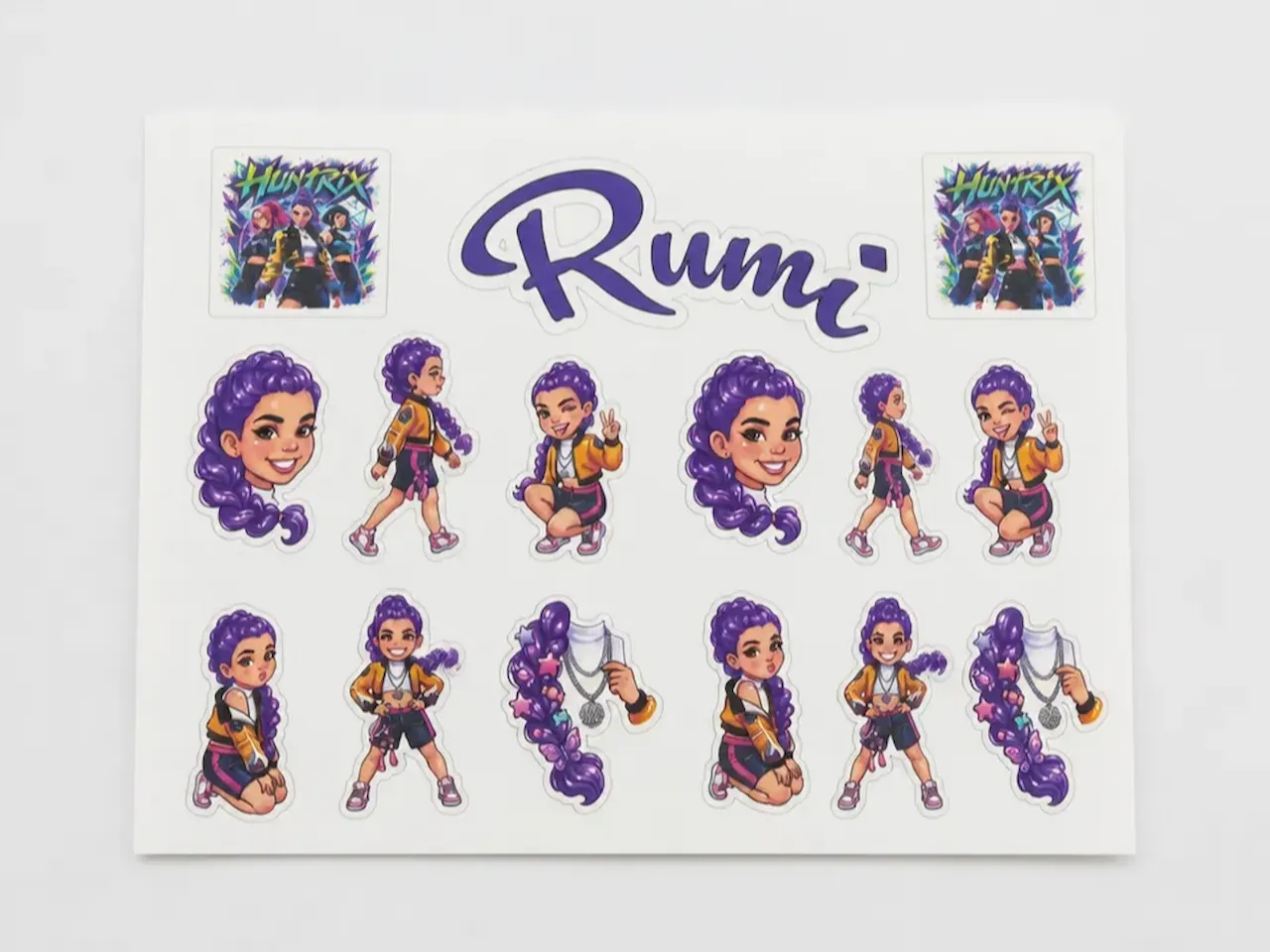 [Laser cut and engrave,Inkjet printing] Rumi Character Sticker Sheet Featuring Anime Style Girl Illustrations