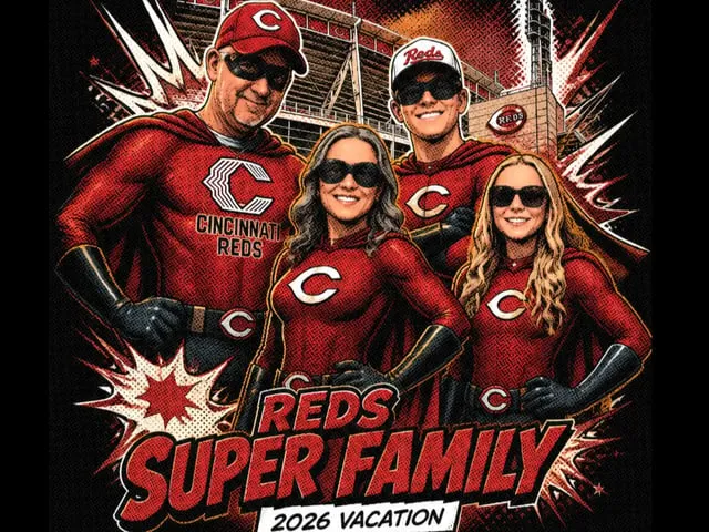 Cincinnati Reds Super Family 2026 Vacation Graphic Illustration