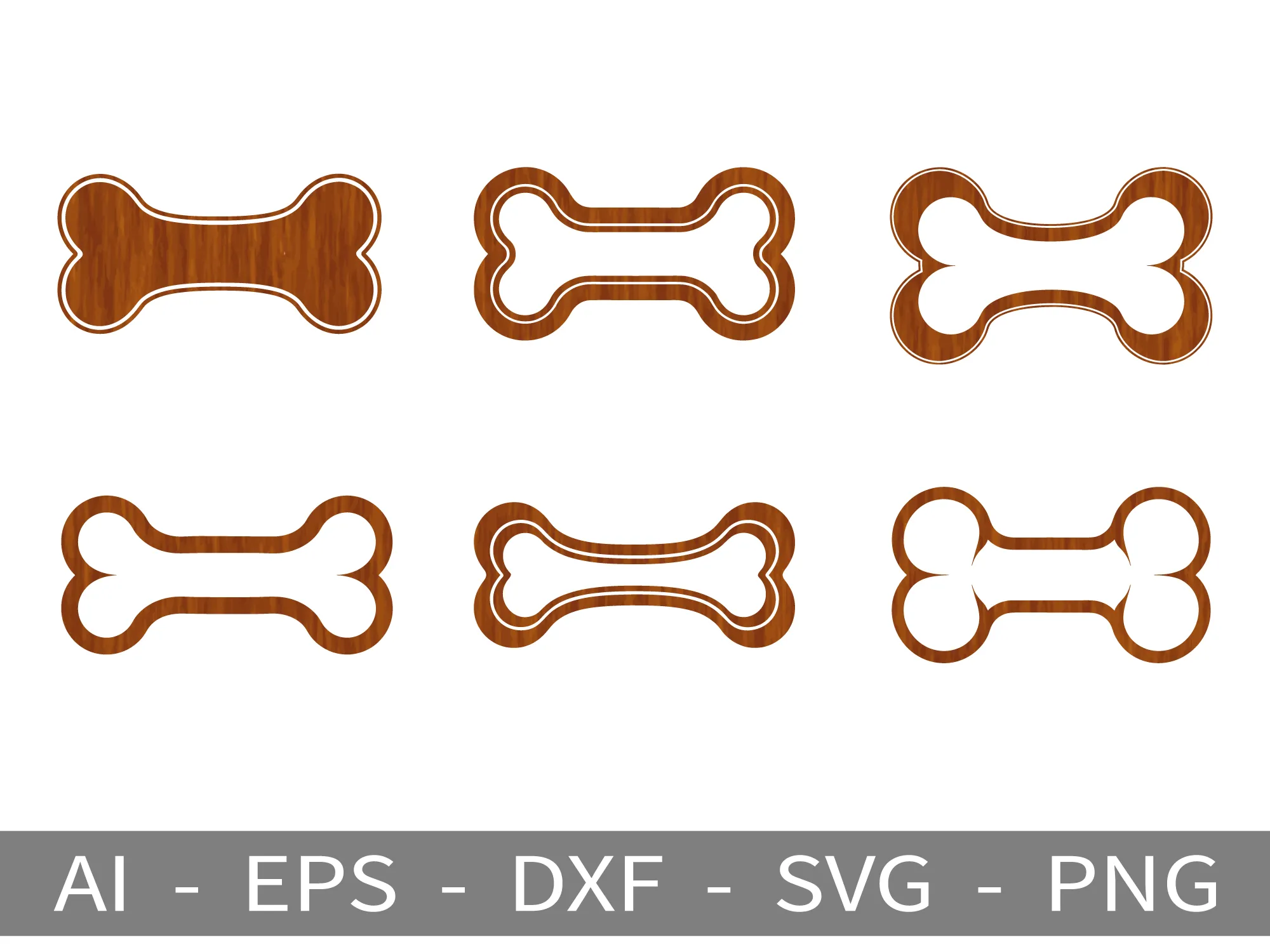 Set of Wooden Dog Bone Shapes for Pet Tags and Crafts