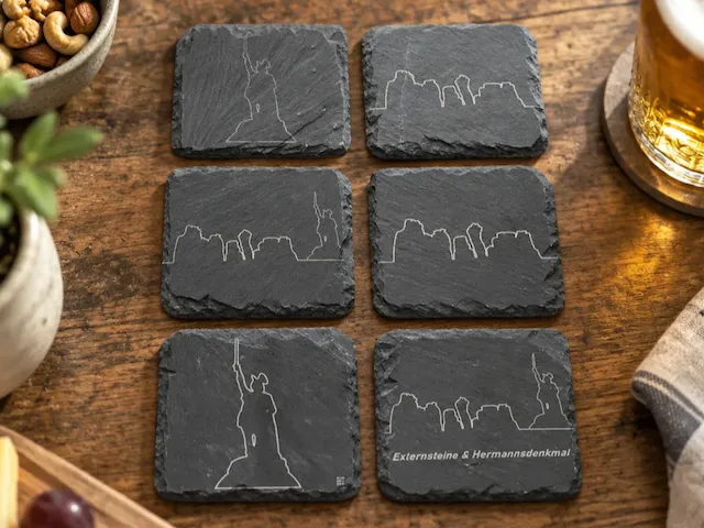 Schieferuntersetzer mit Externsteine und Hermannsdenkmal Motiv
