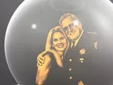 [Laser cut and engrave] Personalized Crystal Photo Sphere with Illuminated Wooden Base
