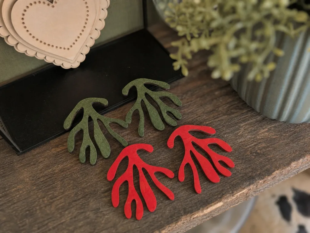 Paires de boucles d'oreilles en forme de corail bois et cuir