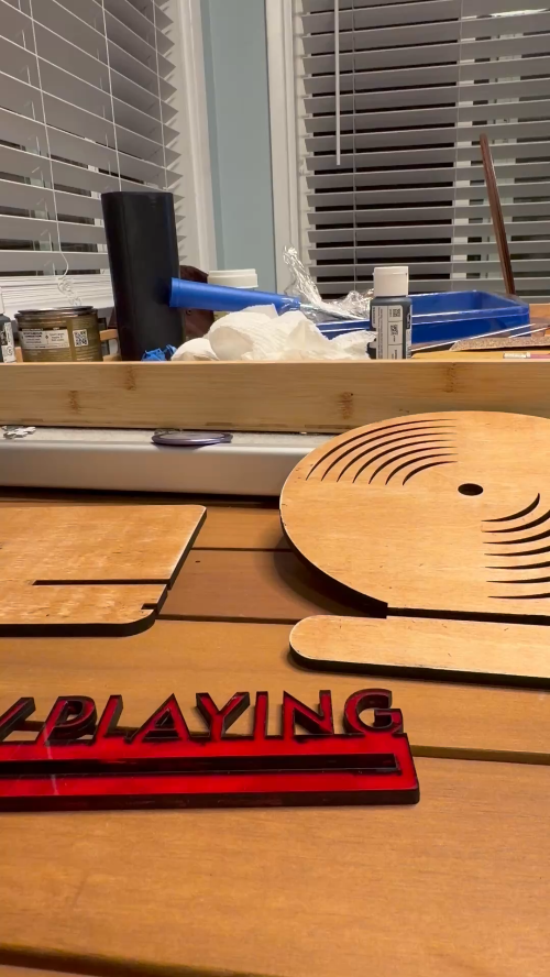 [Laser cut and engrave] Now Playing Vinyl Record Display Stand