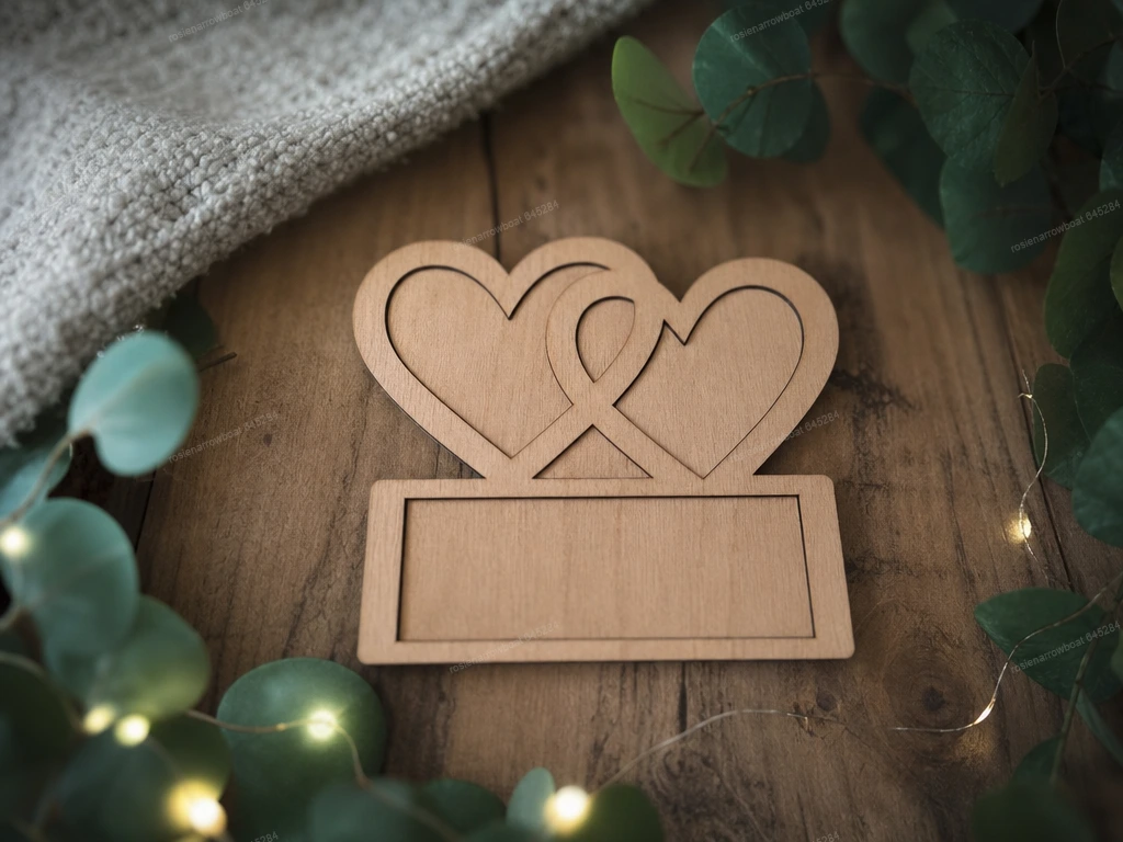 Interlocking Heart Sign with Blank Name Plate