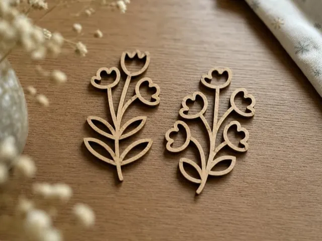 Wooden Floral Silhouette Cutouts for Crafting