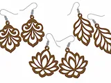 [Laser cut and engrave] Filigree Cutout Wooden Dangle Earrings with Floral and Leaf Motifs
