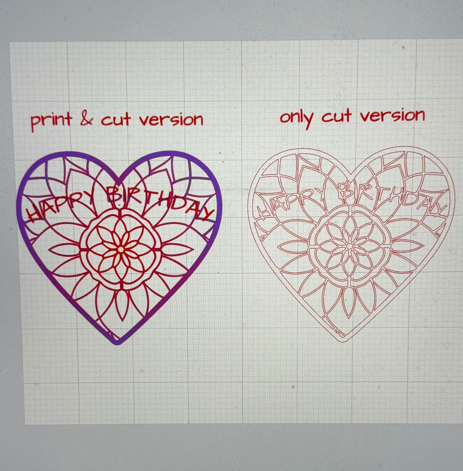 [Laser cut and engrave,Inkjet printing] Colored Plywood Birthday Heart Ornament