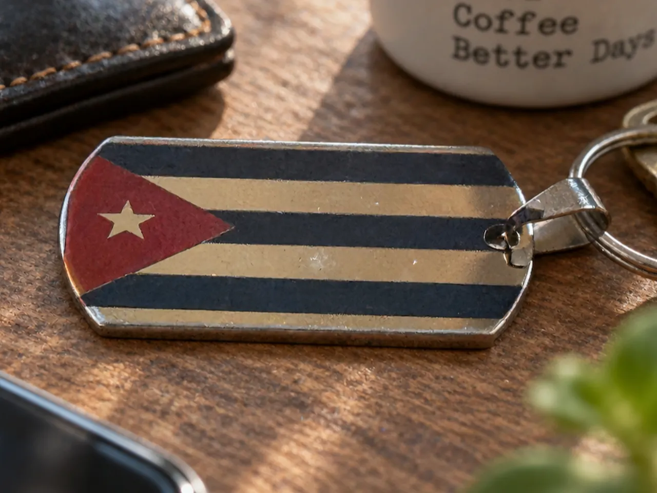 [Laser cut and engrave] Cuban Flag Stainless Steel Coloured Keyring