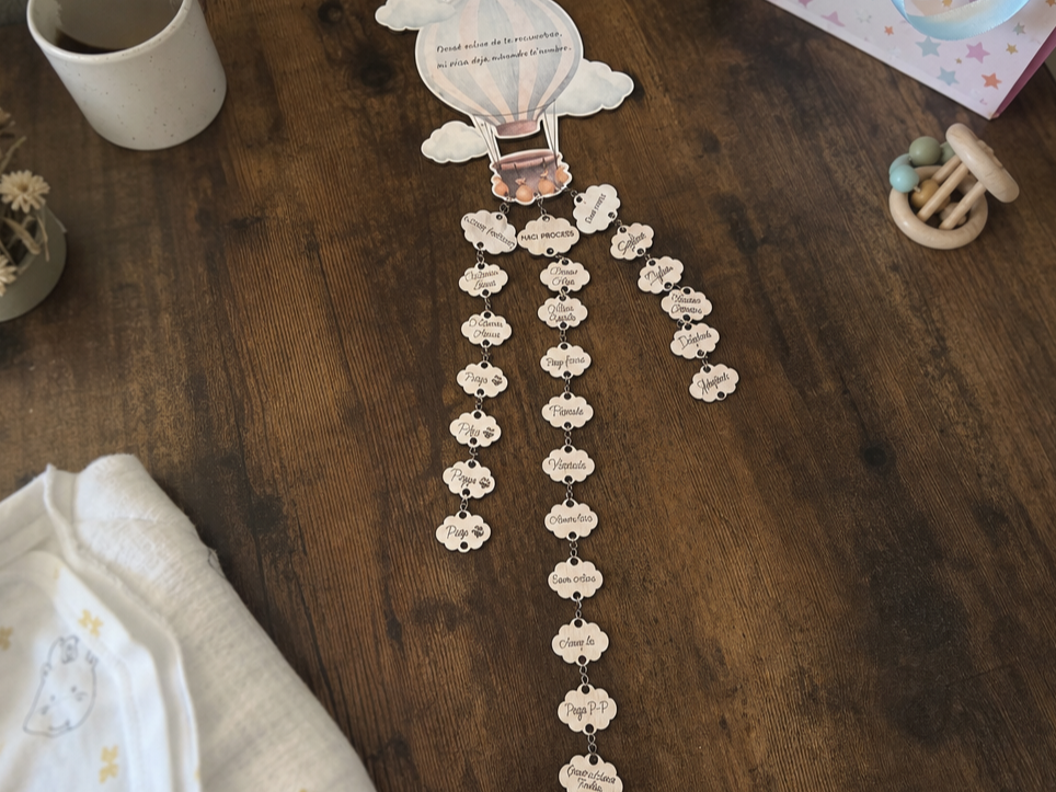 Portée par l'amour - Décoration murale montgolfière personnalisée