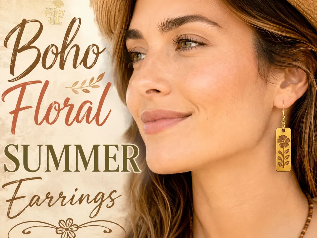 Boho Gold Painted Floral Earrings