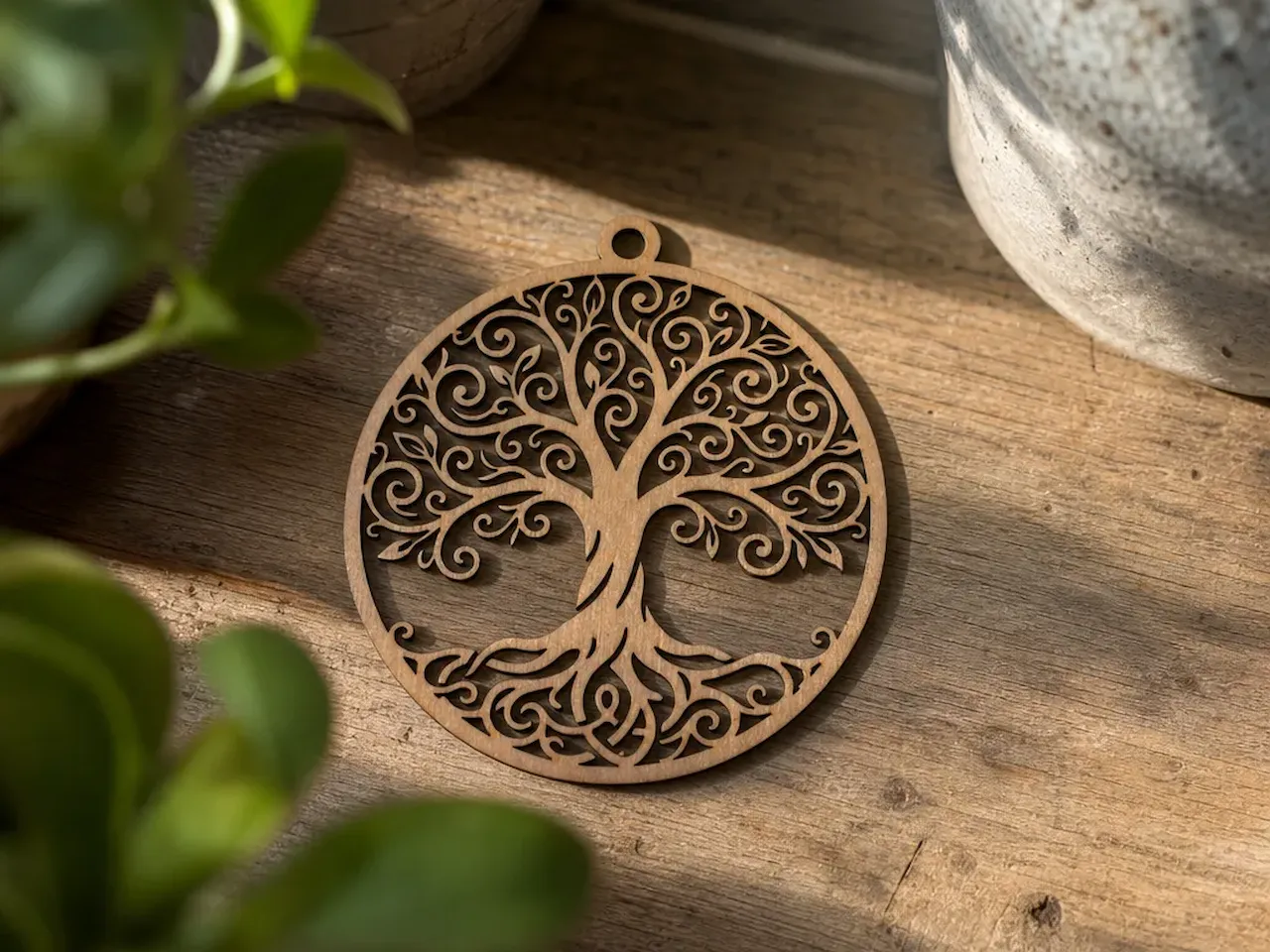 [Laser cut and engrave] Tree of Life Circular Hanging Ornament