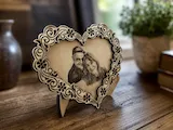 [Laser cut and engrave] Herzförmiger Bilderrahmen mit floralem Ornamentmuster