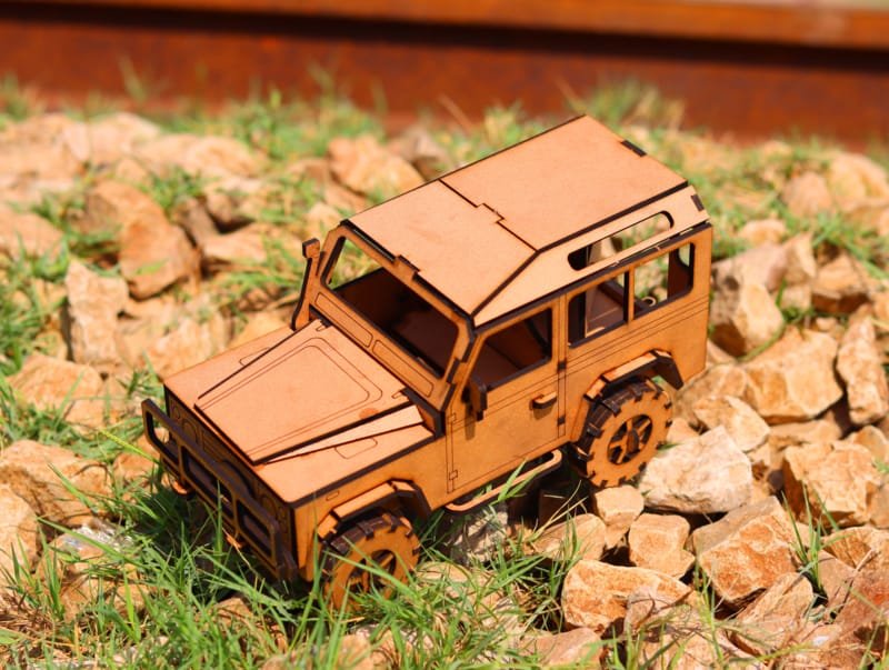 [Laser cut and engrave] Wooden Off-Road SUV Model Vehicle