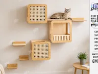 [Laser cut and engrave] Wall Mounted Wooden Cat Shelves and Hexagonal Climbing Activity Center Laser Cut Bundle. Home Decor. Cat Wall Shelves