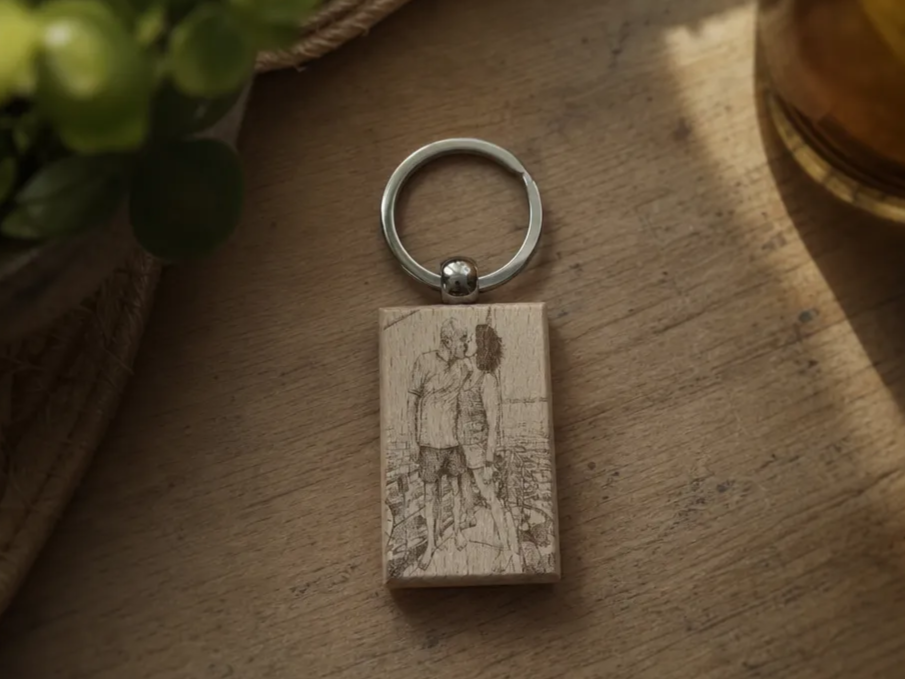 Portachiavi rettangolare in legno con nomi Luca e Titty