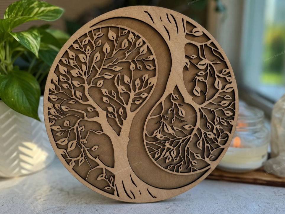 Yin Yang Tree of Life Circular Wall Art