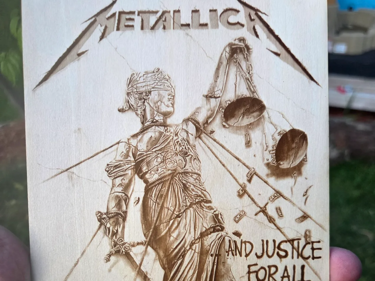Metallica And Justice For All Album Art Wood Wall Plaque