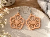 [Laser cut and engrave] Peach Blossom Flower Dangle Earrings