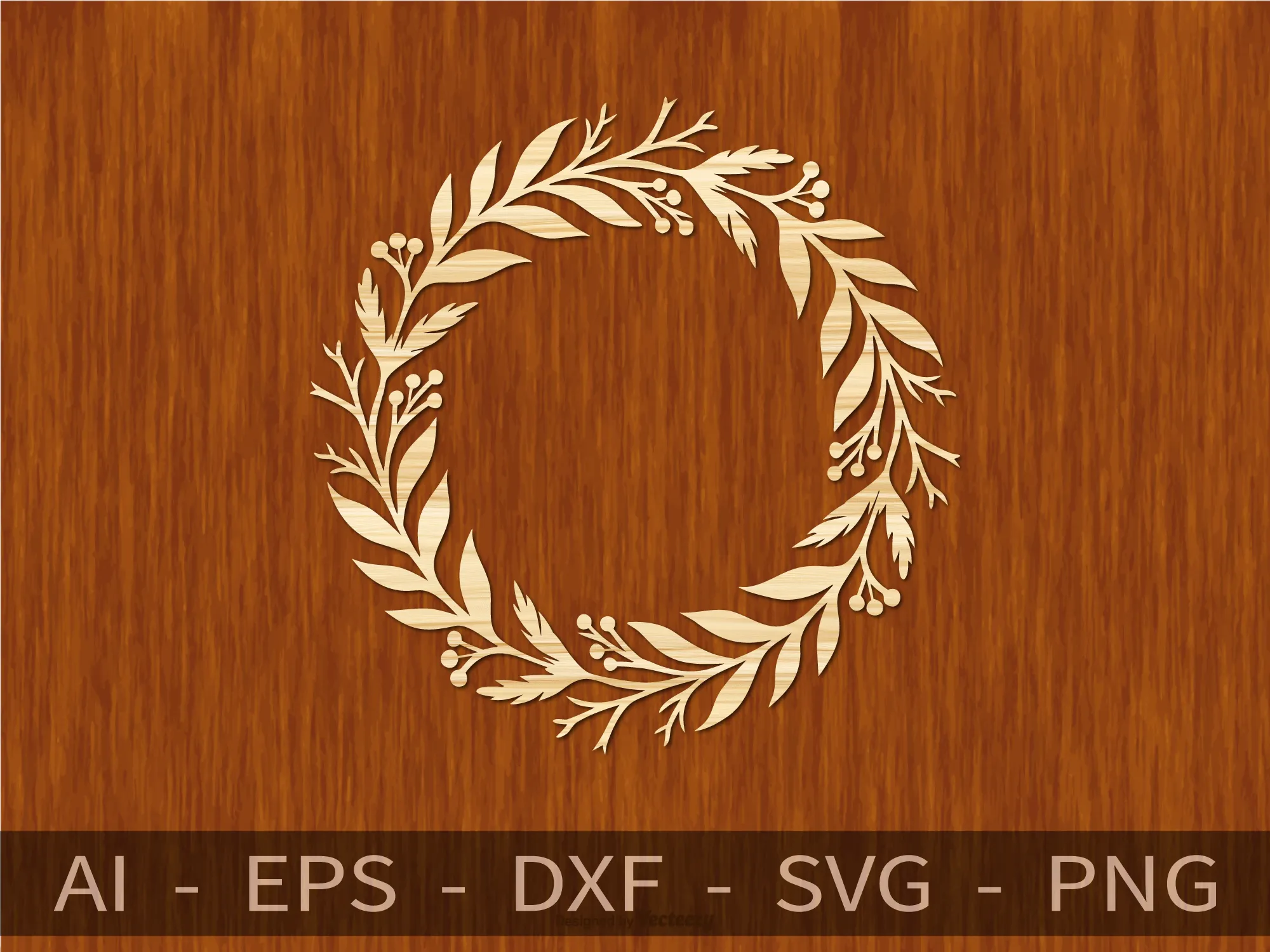 Floral Wreath with Leaves and Berries