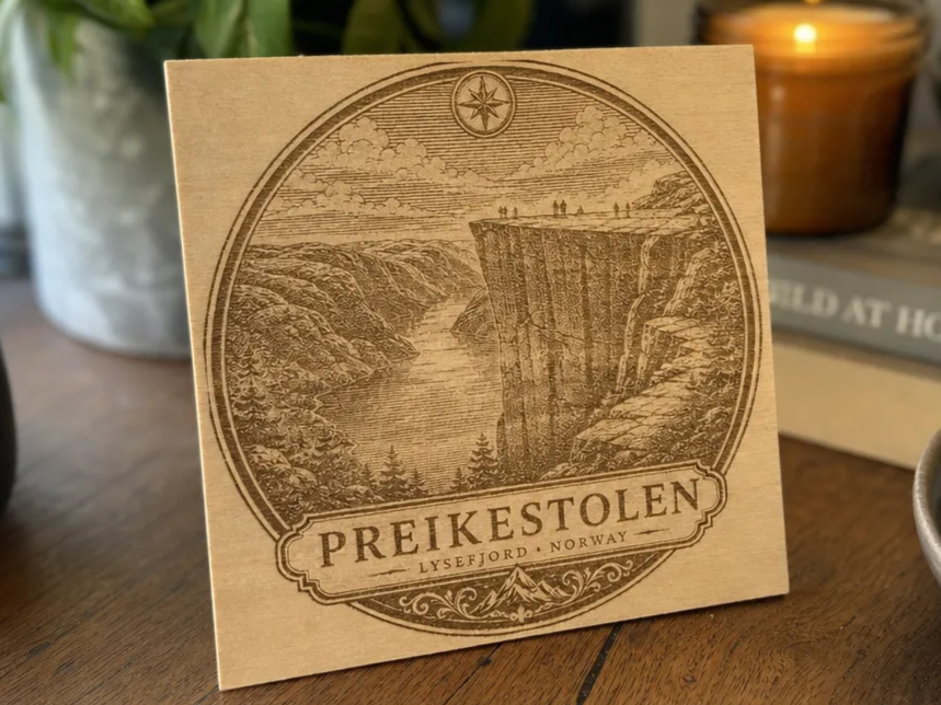 Preikestolen Lysefjord Norway Landscape Square Wooden Wall Art
