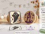 [Laser cut and engrave] 3D Halloween Stamps Bundle. Spooky Stamp Laser Cut Files. Halloween Quotes SVG. Trick or Treat. Ghost. Spider. Witch. Pumpkin. Kids