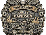 [Laser cut and engrave] Harley-Davidson Brotherhood Ride Free Forever Metal Wall Hanging Plaque