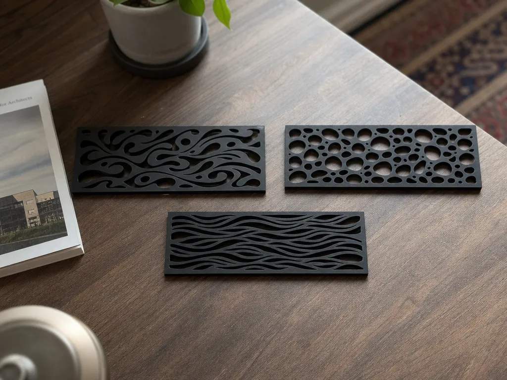 Set of 3 Decorative Rectangular Wall Vent Covers with Abstract Patterns