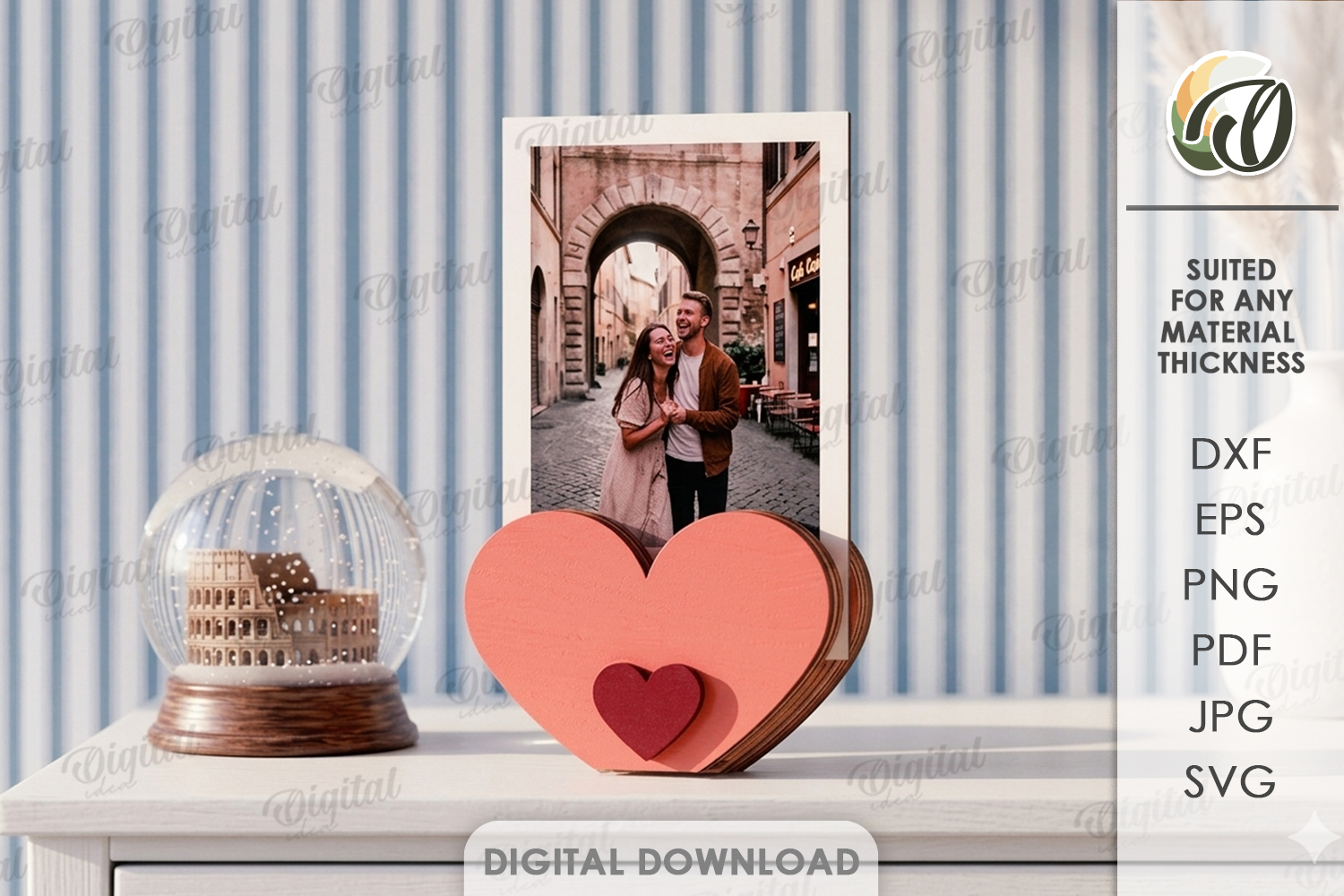 [Laser cut and engrave] 3D Polaroid Holder Bundle. 10 Cute Photo Stands Laser cut files. Desk Picture Display. Minimalist Home Decor. Heart. Daisy SVG. Retro