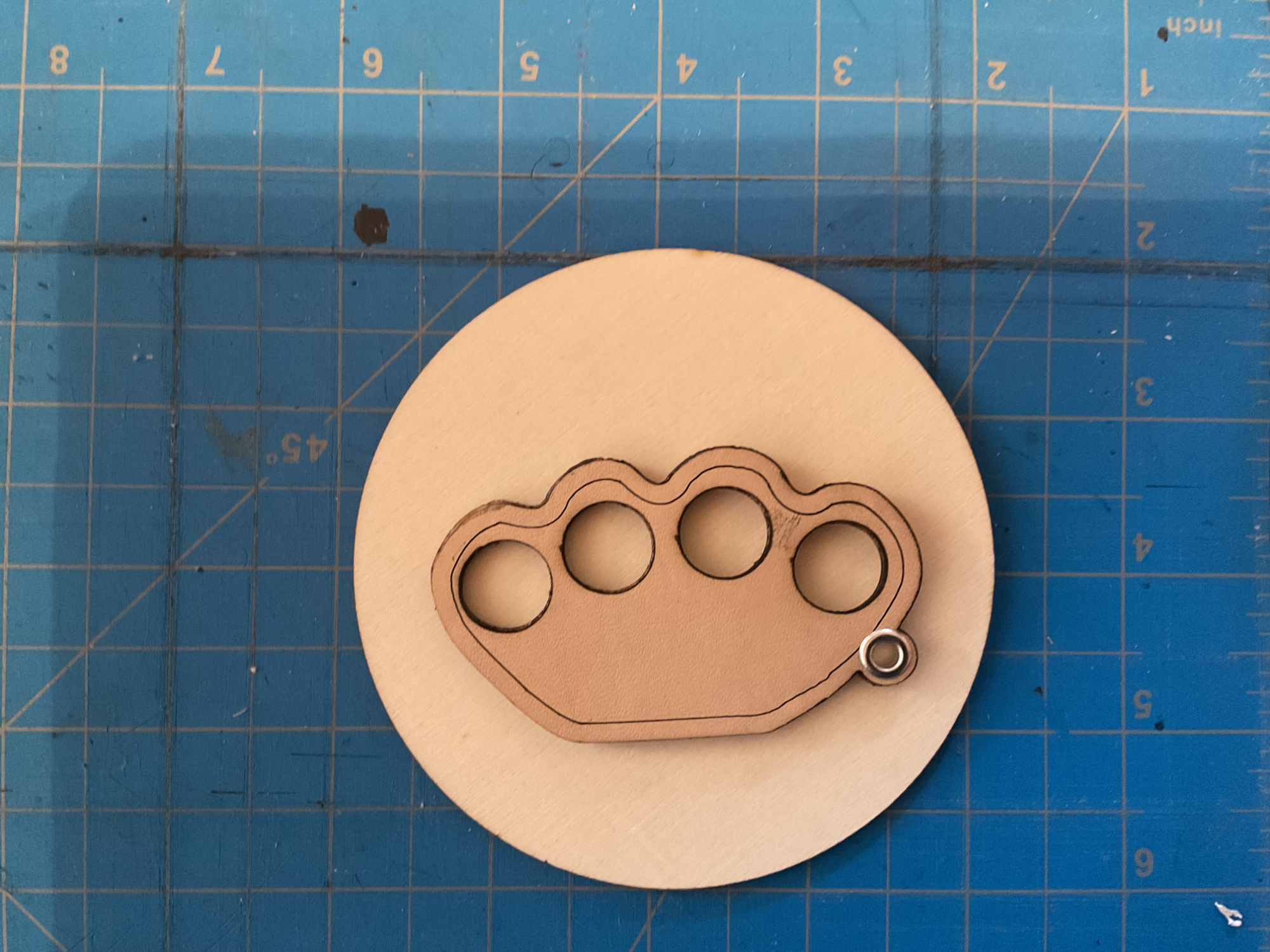 Leather ‘brass knuckles’ key fob