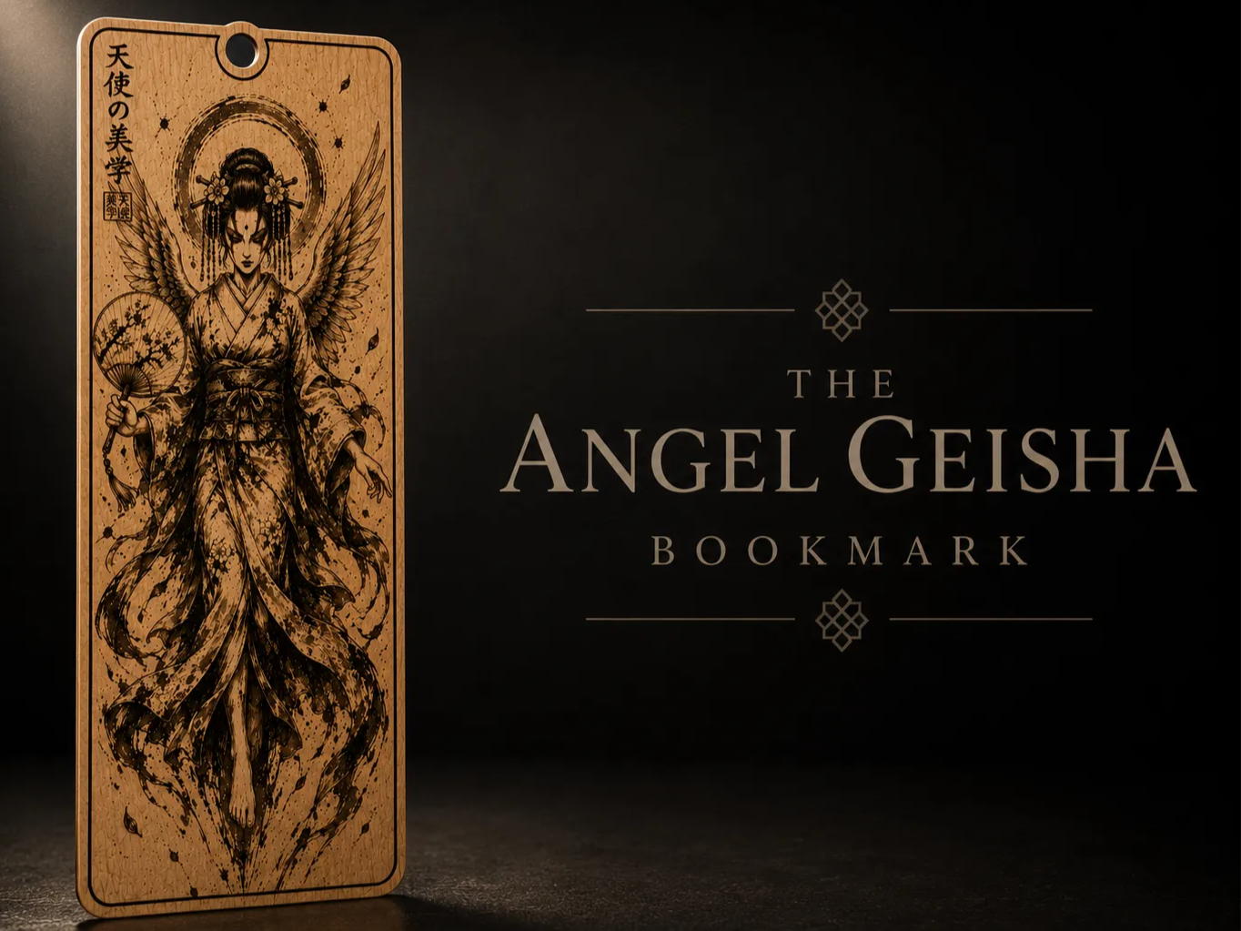 Angel Geisha Bookmark with Traditional Japanese Illustration