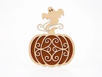 [Laser cut and engrave] Pumpkin and Ghost Halloween Wall Hanging