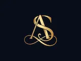 [Laser cut and engrave] Monogramme doré avec lettres A et S sur fond bleu texturé