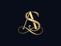 [Laser cut and engrave] Monogramme doré avec lettres A et S sur fond bleu texturé