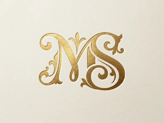 MS Romantic Wedding Monogram – Flowing Interlocked Couple Initials for Laser Cut Décor, Cake Toppers, Invitations & Engraving