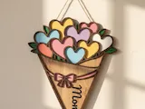 [Laser cut and engrave] Mom Heart Bouquet Tabletop Sign