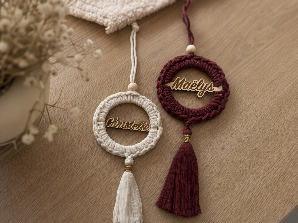 Ornement muraux personnalisés macramé et pompons